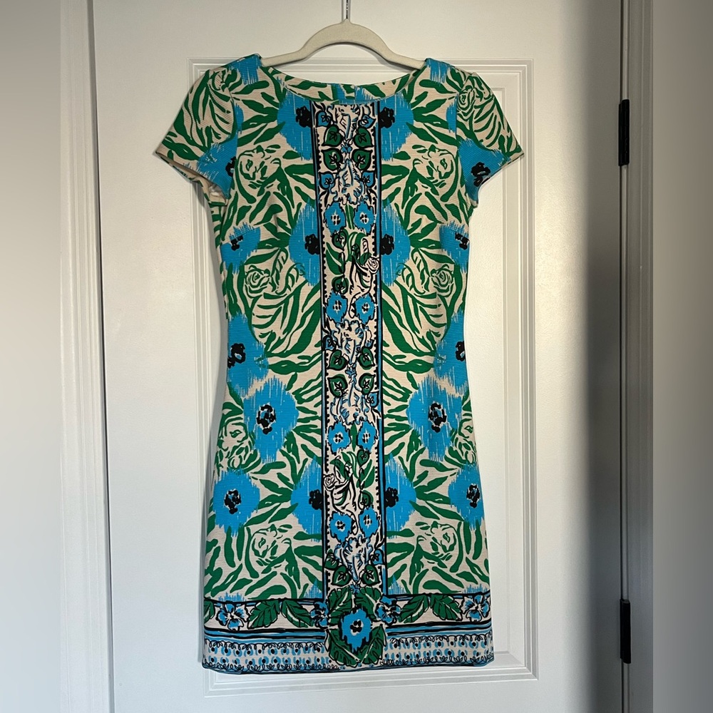 Lilly Pulitzer Layton Sea Oat Ikatty Ikat  Print Shift Dress XS 2/4
